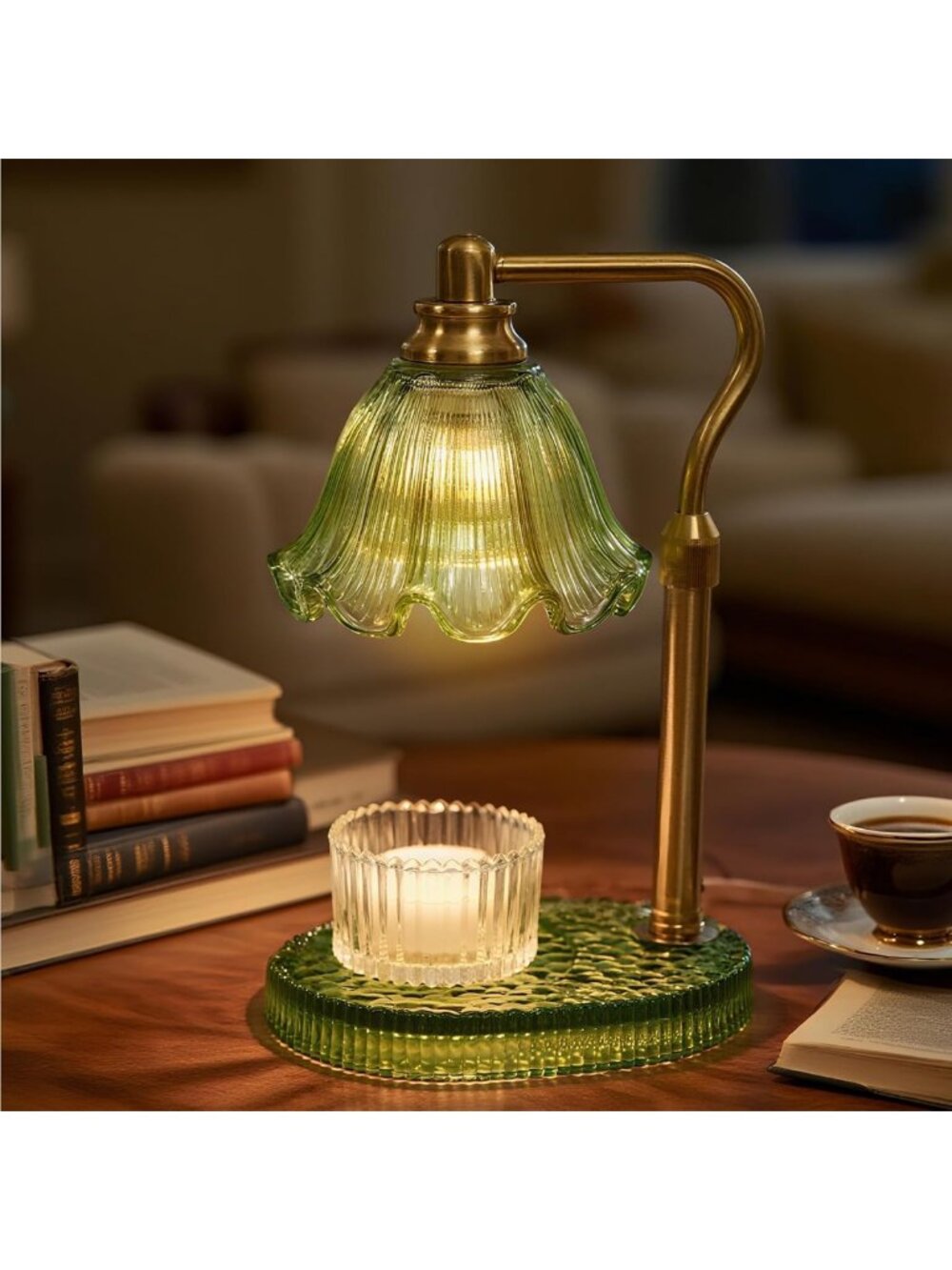Flower Candle Warmer Lamp with Timer, 4-Level Dimmer & Adjustable Height Decor
